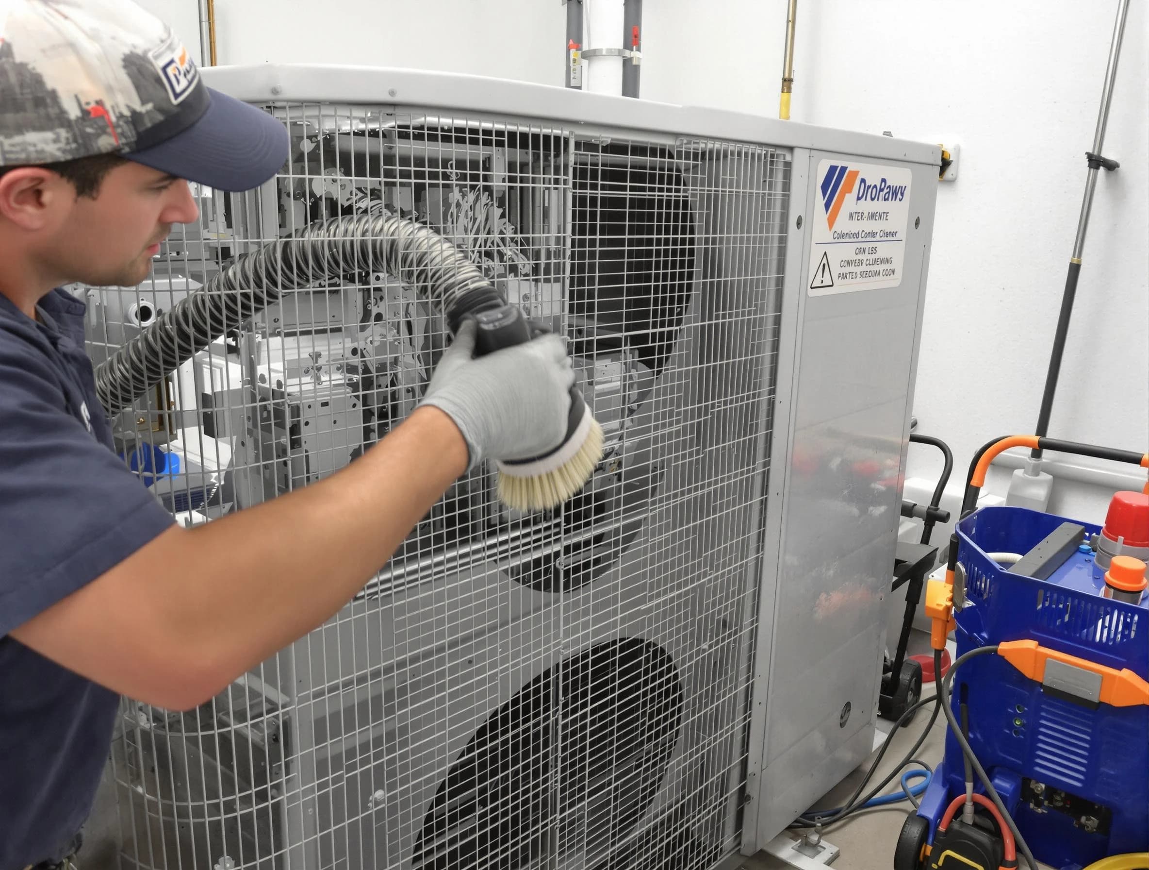 Riverside Air Duct Cleaning specialist performing precision AC coil cleaning for improved system performance in Riverside