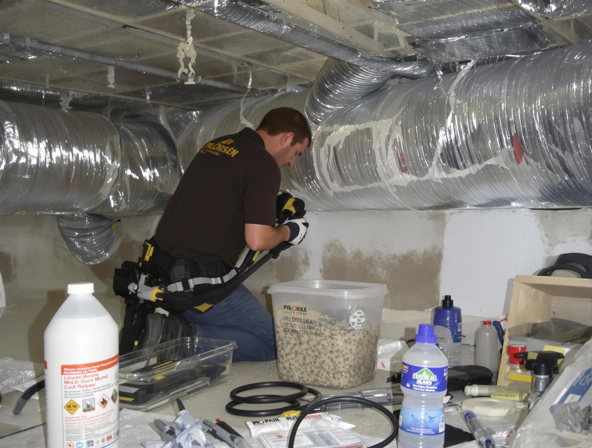 Riverside Air Duct Cleaning specialist performing professional mold removal from air ducts in Riverside