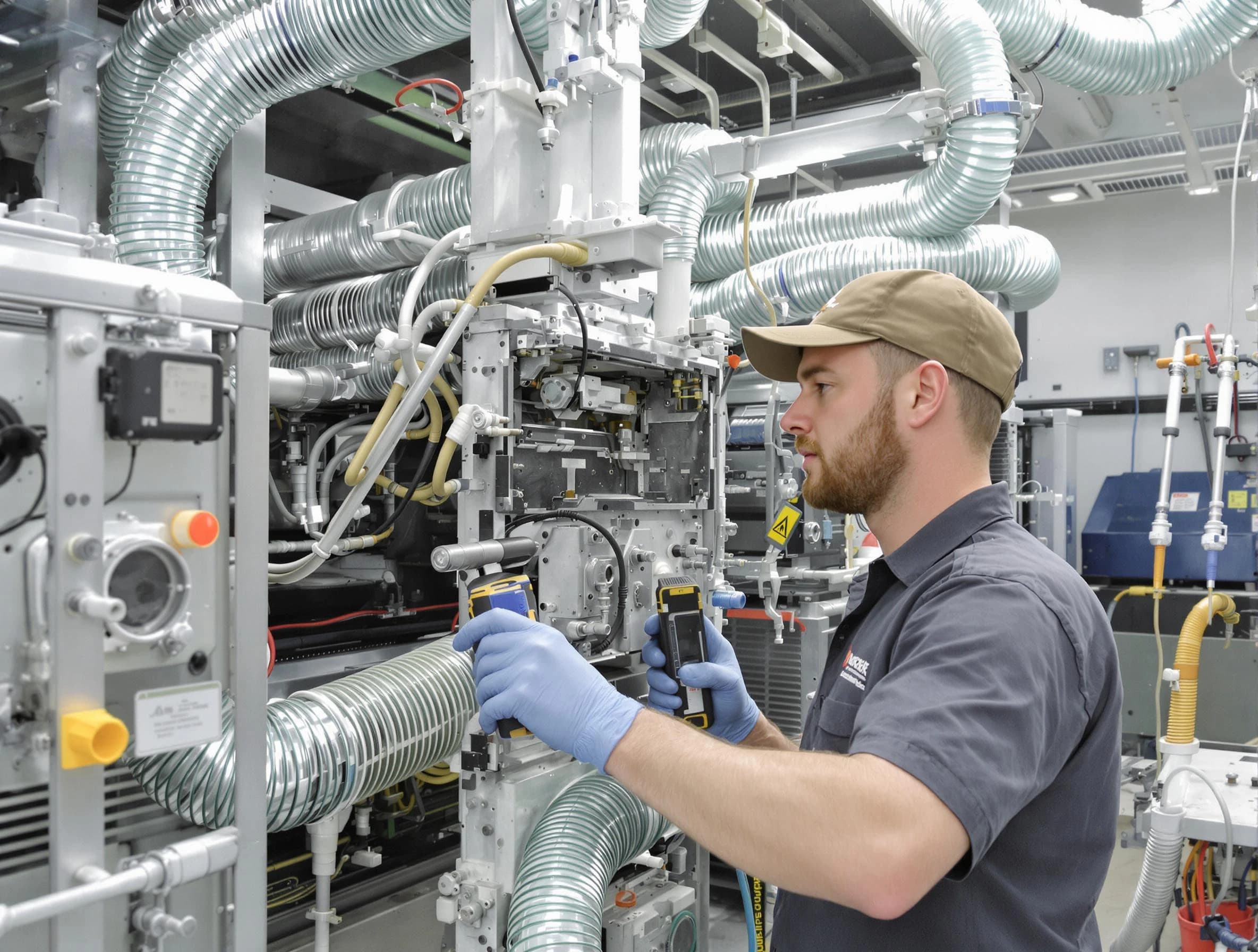 Riverside Air Duct Cleaning technician performing precision commercial coil cleaning at a business facility in Riverside