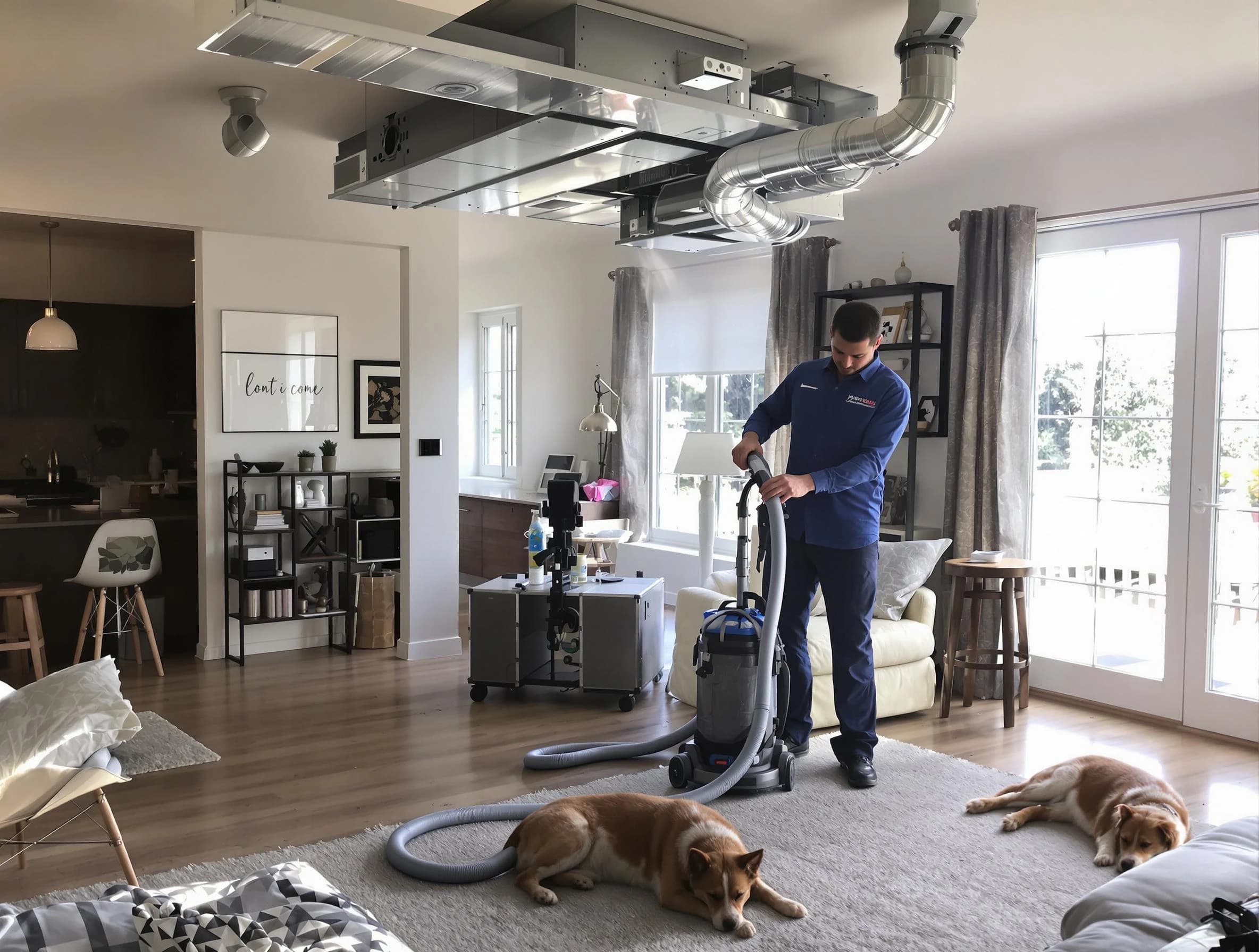 Riverside Air Duct Cleaning technician performing detailed indoor duct cleaning for improved air quality in Riverside